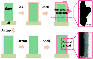 Graphical abstract: GaAs nanowires with oxidation-proof arsenic capping for the growth of an epitaxial shell