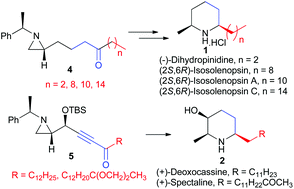 Graphical abstract: One-pot multiple reactions: asymmetric synthesis of 2,6-cis-disubstituted piperidine alkaloids from chiral aziridine