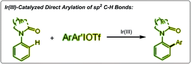 Graphical abstract: Iridium(iii)-catalyzed regioselective direct arylation of sp2 C–H bonds with diaryliodonium salts