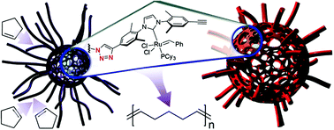 Graphical abstract: Ring opening metathesis polymerization of cyclopentene using a ruthenium catalyst confined by a branched polymer architecture