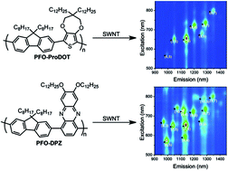 Graphical abstract: Supramolecular interactions of fluorene-based copolymers containing 3,4-propylenedioxythiophene and phenazine units with SWNTs