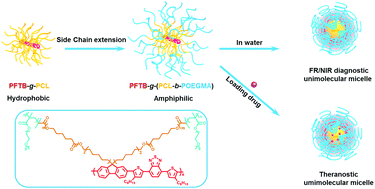 Graphical abstract: Theranostic unimolecular micelles of highly fluorescent conjugated polymer bottlebrushes for far red/near infrared bioimaging and efficient anticancer drug delivery