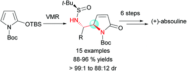 Graphical abstract: A versatile access to vicinal diamine motifs by highly anti-selective asymmetric vinylogous Mannich reactions: an efficient total synthesis of (+)-absouline