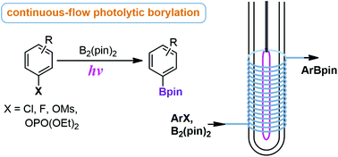 Graphical abstract: Metal-free borylation of electron-rich aryl (pseudo)halides under continuous-flow photolytic conditions
