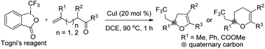 Graphical abstract: Copper-catalyzed tandem trifluoromethylation–cyclization of olefinic carbonyls: synthesis of trifluoromethylated 2,3-dihydrofurans and 3,4-dihydropyrans