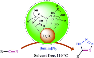 Graphical abstract: Magnetically separable Fe3O4@chitin as an eco-friendly nanocatalyst with high efficiency for green synthesis of 5-substituted-1H-tetrazoles under solvent-free conditions
