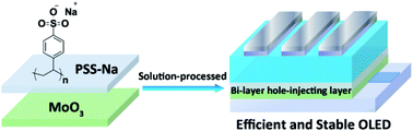 Graphical abstract: Bi-layer hole-injecting layer composed of molybdenum oxide and polyelectrolyte for solution-processed OLEDs with prolonged stability