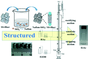 Graphical abstract: Catalytic distillation for ethyl acetate synthesis using microfibrous-structured Nafion–SiO2/SS-fiber solid acid packings
