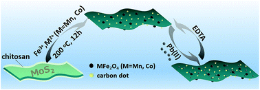 Graphical abstract: One-pot synthesis of multifunctional magnetic ferrite–MoS2–carbon dot nanohybrid adsorbent for efficient Pb(ii) removal