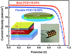 Graphical abstract: Low-temperature plasma-enhanced atomic layer deposition of tin oxide electron selective layers for highly efficient planar perovskite solar cells