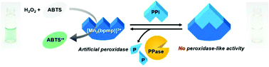 Graphical abstract: An [Mn2(bpmp)]3+ complex as an artificial peroxidase and its applications in colorimetric pyrophosphate sensing and cascade-type pyrophosphatase assay