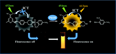 Graphical abstract: Reaction-based fluorescent probe for the selective and sensitive detection of thiophenols with a large Stokes shift and its application in water samples