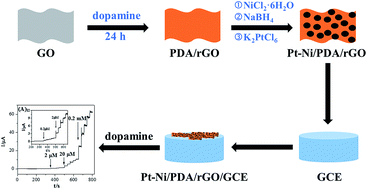 Graphical abstract: A high-performance electrochemical dopamine sensor based on a platinum–nickel bimetallic decorated poly(dopamine)-functionalized reduced graphene oxide nanocomposite