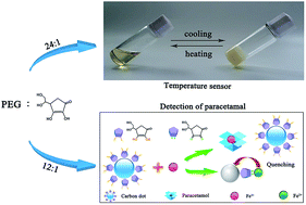 Graphical abstract: Preparation of carbon nanodots capped by polyethylene glycol as a multifunctional sensor for temperature and paracetamol