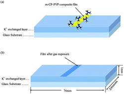 Graphical abstract: The fabrication and gas sensing application of a fast-responding m-CP-PVP composite film/potassium ion-exchanged glass optical waveguide