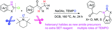 Graphical abstract: Metal-free nitroxyl radical-mediated β-C(sp3)–H amination of saturated ketones with heteroaryl halides: multiple roles of TEMPO