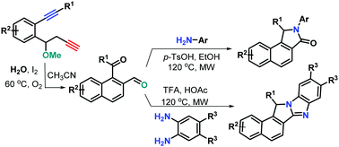 Graphical abstract: Metal-free benzannulation of 1,7-diynes towards unexpected 1-aroyl-2-naphthaldehydes and their application in fused aza-heterocyclic synthesis