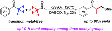 Graphical abstract: Transition metal-free C(sp3)–H bond coupling among three methyl groups
