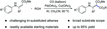 Graphical abstract: Palladium-catalyzed oxidative carbonylation of N-aryl enamino esters with CO and alcohols: synthesis of N-aryl aminomethylenemalonates