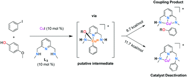 Graphical abstract: A CuI/CuIII prototypical organometallic mechanism for the deactivation of an active pincer-like CuI catalyst in Ullmann-type couplings