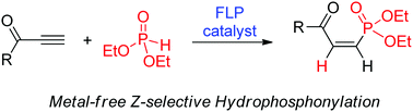 Graphical abstract: Activation of the P–H bond by a frustrated Lewis pair and its application in catalytic Z-selective hydrophosphonylation of terminal ynones