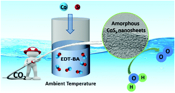Graphical abstract: An ambient temperature, CO2-assisted solution processing of amorphous cobalt sulfide in a thiol/amine based quasi-ionic liquid for oxygen evolution catalysis