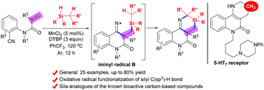 Graphical abstract: An access to 1,3-azasiline-fused quinolinones via oxidative heteroannulation involving silyl C(sp3)–H functionalization