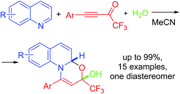 Graphical abstract: Metal-free stereoselective annulation of quinolines with trifluoroacetylacetylenes and water: an access to fluorinated oxazinoquinolines