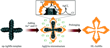 Graphical abstract: 3D structure-preserving galvanic replacement to create hollow Au microstructures