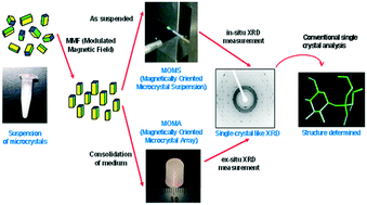 Graphical abstract: Magnetically textured powders—an alternative to single-crystal and powder X-ray diffraction methods