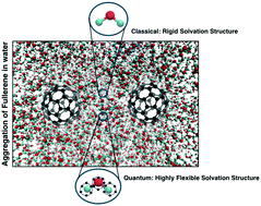 Graphical abstract: Path integral-GC-AdResS simulation of a large hydrophobic solute in water: a tool to investigate the interplay between local microscopic structures and quantum delocalization of atoms in space