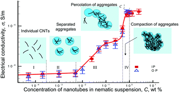 Graphical abstract: Structural evolution and dielectric properties of suspensions of carbon nanotubes in nematic liquid crystals