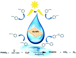 Graphical abstract: Visible light-driven selective hydrogenation of unsaturated aromatics in an aqueous solution by direct photocatalysis of Au nanoparticles