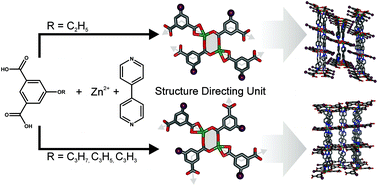 Graphical abstract: Linker functionalisation triggers an alternative 3D-topology for Zn-isophthalate-4,4′-bipyridine frameworks