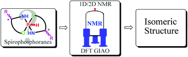 Graphical abstract: The isomeric structure of pentacoordinate chiral spirophosphoranes in solution by the combined use of NMR experiments and GIAO DFT calculations of NMR parameters