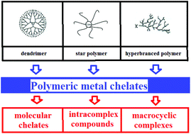 Graphical abstract: Synthetic methodologies and spatial organization of metal chelate dendrimers and star and hyperbranched polymers