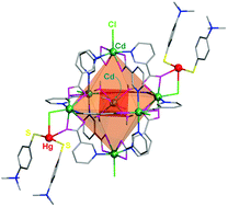 Graphical abstract: [Cd(H2O)6]@{Cd6Cl4(nico)12[Hg(Tab)2(μ-Cl)]2}: a heterometallic host–guest icosidodecahedron cage via hierarchical assembly
