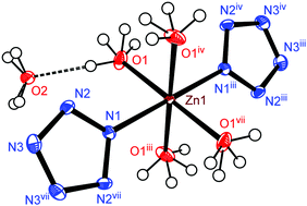 Graphical abstract: A carbon-free inorganic–metal complex consisting of an all-nitrogen pentazole anion, a Zn(ii) cation and H2O