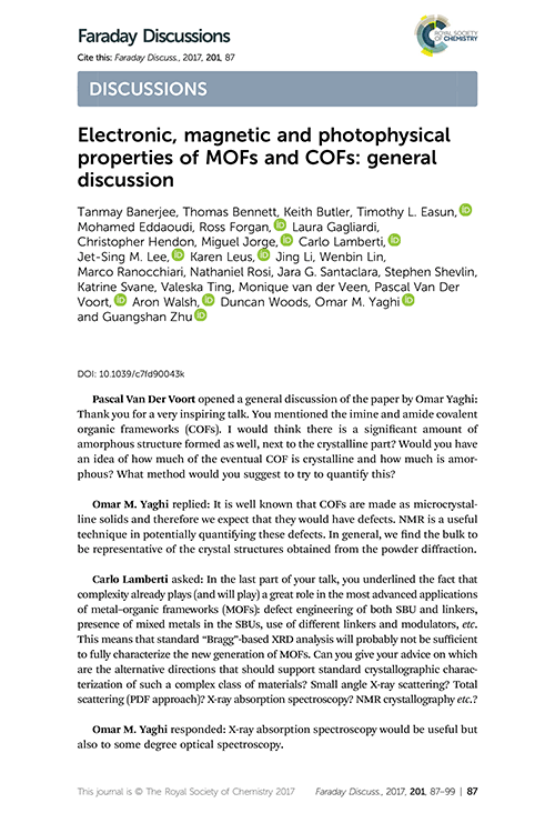 Electronic, magnetic and photophysical properties of MOFs and COFs: general discussion
