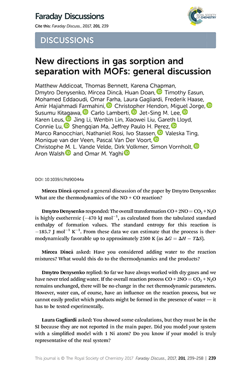 New directions in gas sorption and separation with MOFs: general discussion