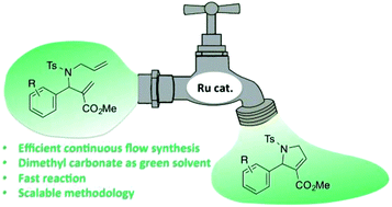 Graphical abstract: Continuous flow ring-closing metathesis, an environmentally-friendly route to 2,5-dihydro-1H-pyrrole-3-carboxylates