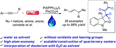 Graphical abstract: Palladium-catalyzed allylic alkylation with internal alkynes to construct C–C and C–N bonds in water
