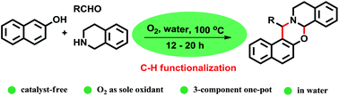 Graphical abstract: Catalyst-free multi-component cascade C–H-functionalization in water using molecular oxygen: an approach to 1,3-oxazines