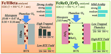 Graphical abstract: Mild hydrodeoxygenation of phenolic lignin model compounds over a FeReOx/ZrO2 catalyst: zirconia and rhenium oxide as efficient dehydration promoters