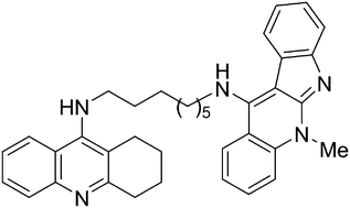 Graphical abstract: 5-Methyl-N-(8-(5,6,7,8-tetrahydroacridin-9-ylamino)octyl)-5H-indolo[2,3-b]quinolin-11-amine: a highly potent human cholinesterase inhibitor