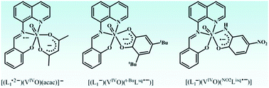 Graphical abstract: Coordination of o-benzosemiquinonate, o-iminobenzosemiquinonate and aldimine anion radicals to oxidovanadium(iv)