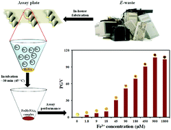 Graphical abstract: A versatile optical assay plate fabricated from e-waste and its application towards rapid determination of Fe3+ ions in water