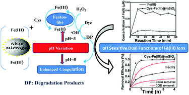 Graphical abstract: Treatment of dye wastewater nanofiltration concentrates containing high anion levels by a pH-sensitive nano-sized Fe(iii)@silica microgel