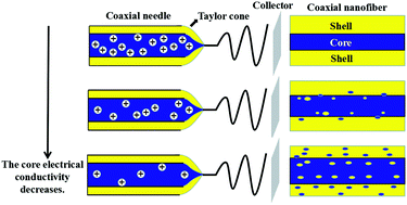 Graphical abstract: Effect of the electrical conductivity of core solutions on the morphology and structure of core–shell CA-PCL/CS nanofibers