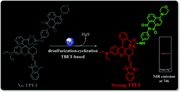 Graphical abstract: A smart two-photon fluorescent platform based on desulfurization–cyclization: a phthalimide–rhodamine chemodosimeter for Hg2+ NIR emission at 746 nm and through-bond energy transfer